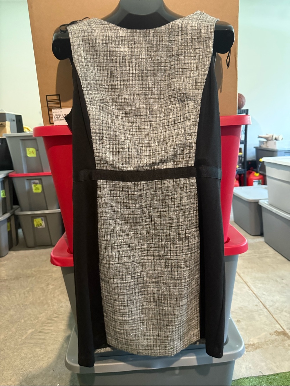 Black & Gray Sleeveless Sheath Dress - Classic Office Style 104 - Picture 2 of 4